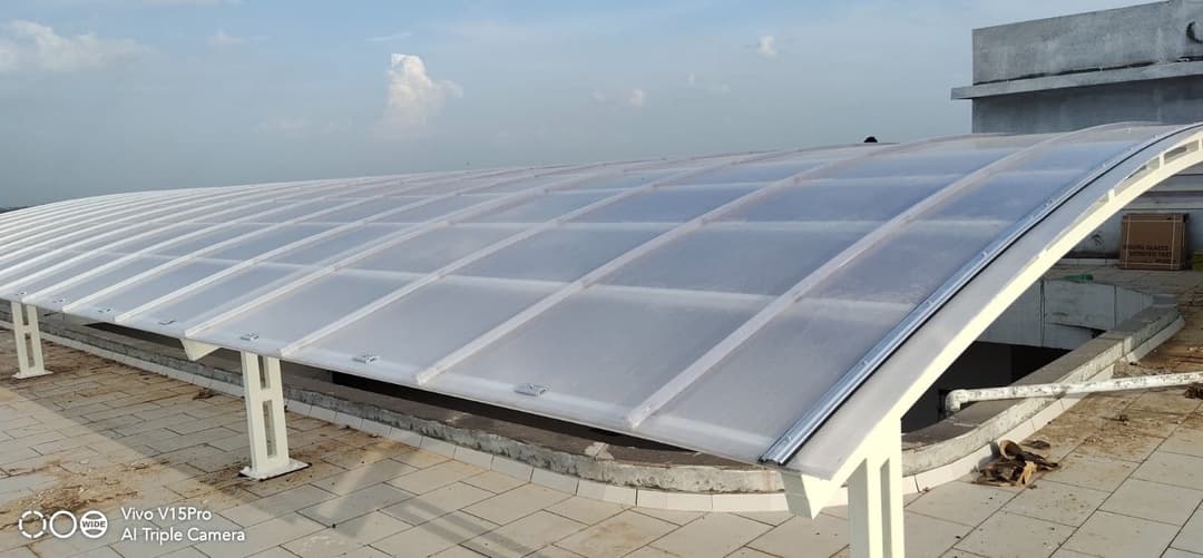 Metal fabrication Polycarbonate Roofing project by Welldone Metalworks Ahmedabad